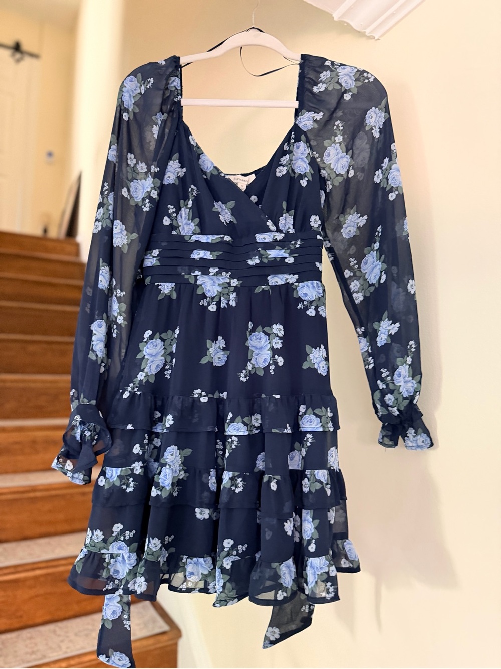 BRAND NEW! Francesca's Blue Floral Smocked Waist Mini Dress